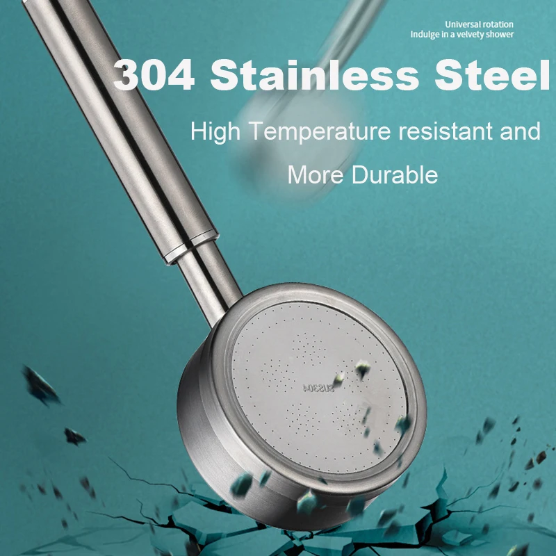 304 Stainless Steel Shower Head High-pressure Handheld Bathroom Wall Mounted Pressurized Water Saving Rainfall Shower Head