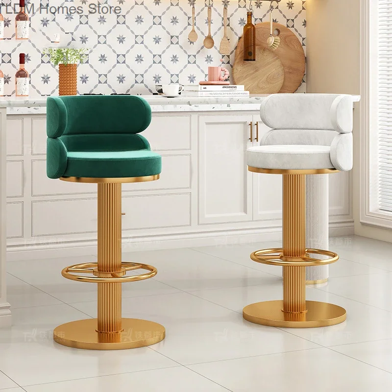 

Home Designer Bank Reception Bar Stools High Nordic Backrest Kitchen Counter Stools Modern Island Chair Cadeira Furniture XR50BY