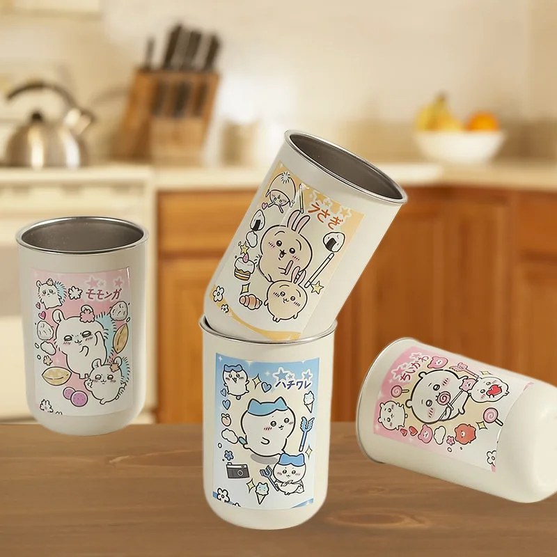 Chiikawa Cute Cartoon Water Cup with 304 Stainless Steel Liner, Large Capacity Thickened Heat Resistant Drinking & Rinsing Cup