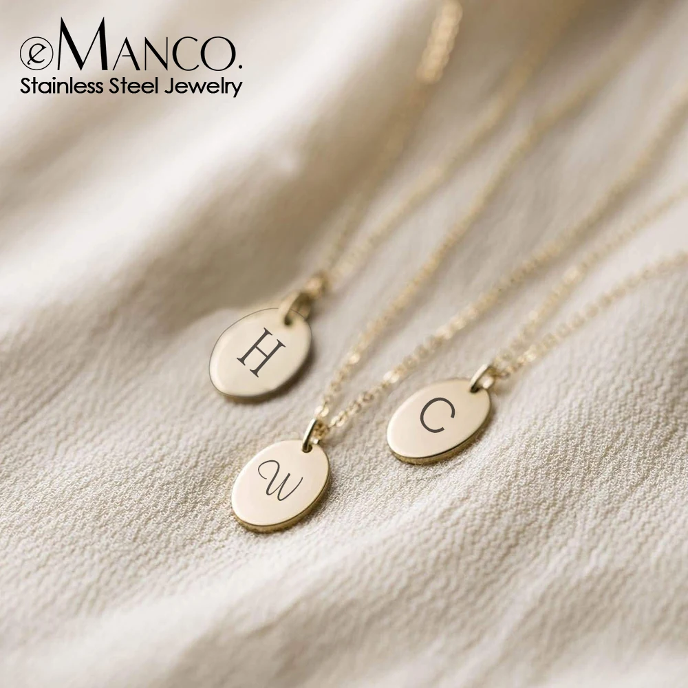 eManco Laser Engraved Moon Flower Necklace Stainless Steel Women's Accessory Birthday Jewelry Three Personalized Fonts