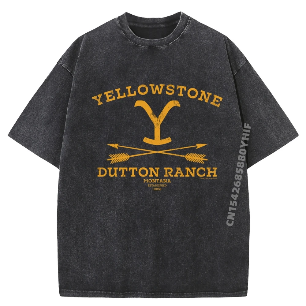 

Yellowstone Dutton Ranch Arrows Printed T-Shirt Harajuku Creative Retro Washed Cotton T-Shirt Loose Fit Funky Tops