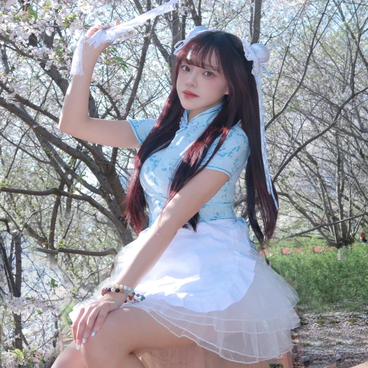 ชุดคอสเพลย์สาวน้อยสไตล์จีนแบบใหม่ ชุดเมดสาวหวาน หรือ ชุดใส่ได้ทุกวัน