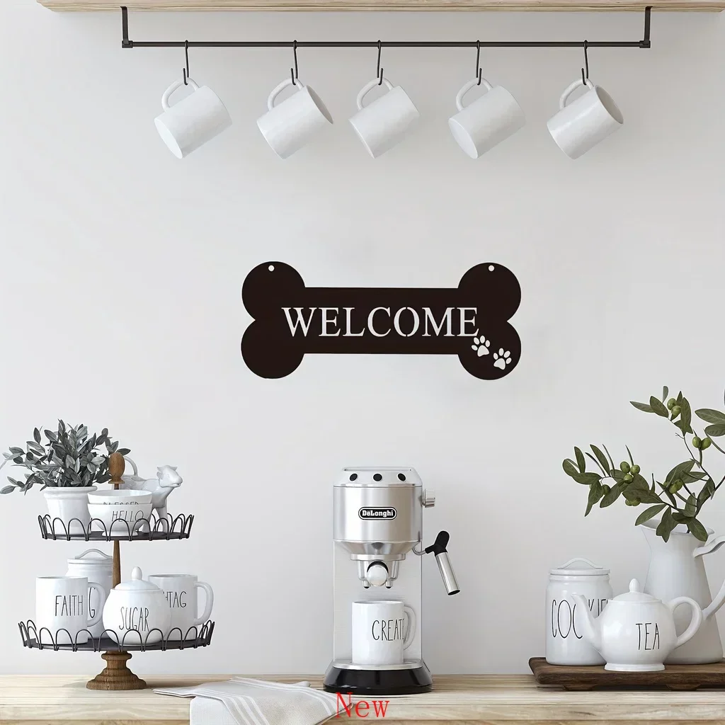 Promotion  Welcome Bone Dog Metal Wall Hanging Sign Cute Kawaii Home Decor Garden Office Yard Decoration Metal Unique Sculpture