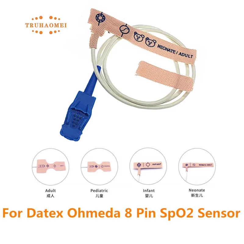 10 PCS Disposable SpO2 Sensor Adult Neonatal Size For Nihon Kohden Nonin GE Ohmeda Trusignal