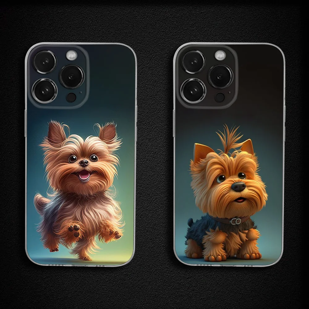 Funda de teléfono para perro mascota Yorkshire Terrier para iPhone 16,15,14,13,12,11 Plus,Pro,Max,XR,XS,X,Plus,SE,Mini funda suave transparente