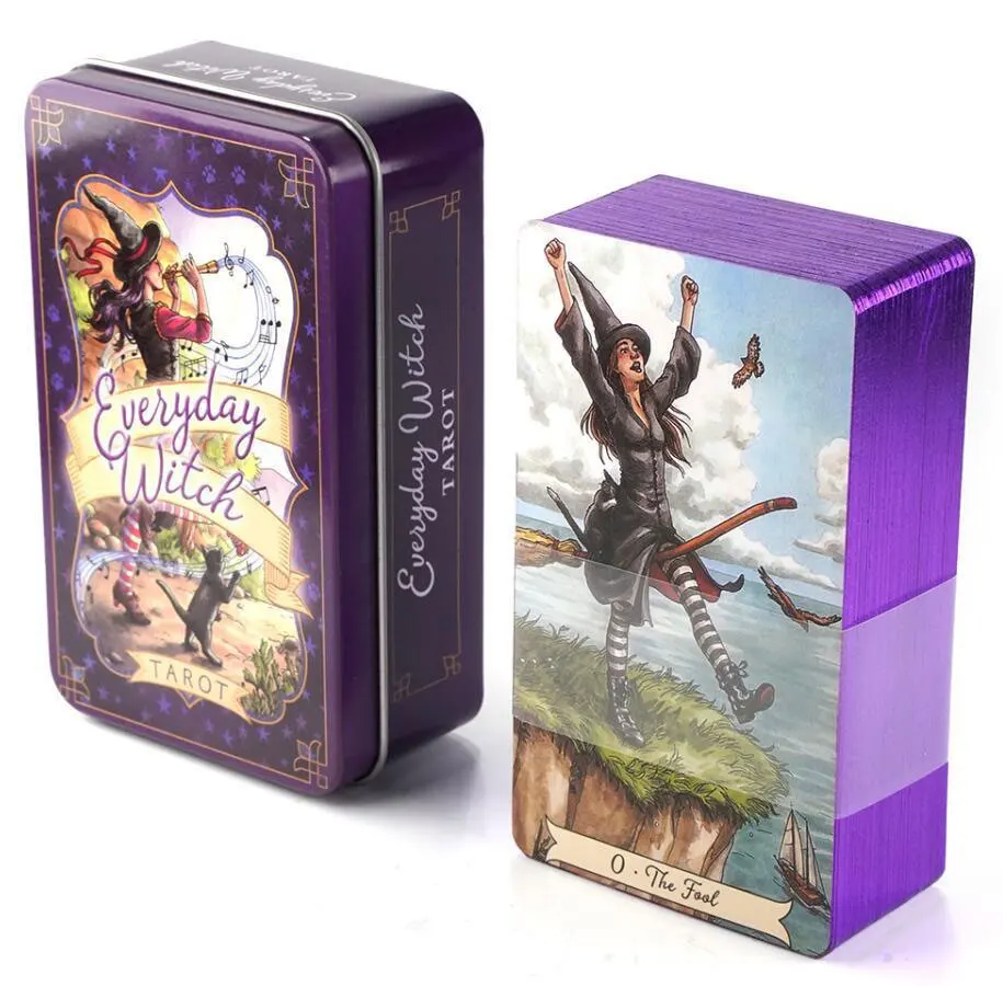 Gran oferta, nueva caja de lata, Tarot, adivinación del destino, fiesta familiar, juego de cartas, Tarot y caja de lata, opciones de Tarot con borde