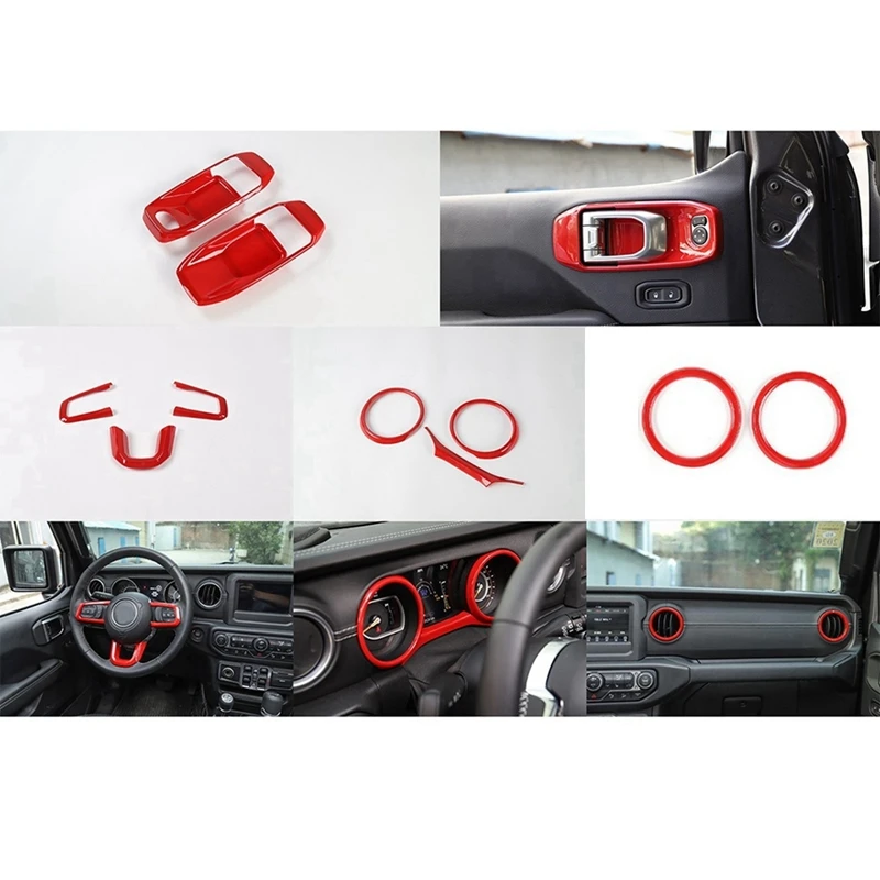 Steering Wheel, Air Conditioning Vent, Reading Light, Speaker For 18-21 Jeep Wrangler JL Gladiator JT 21PCS