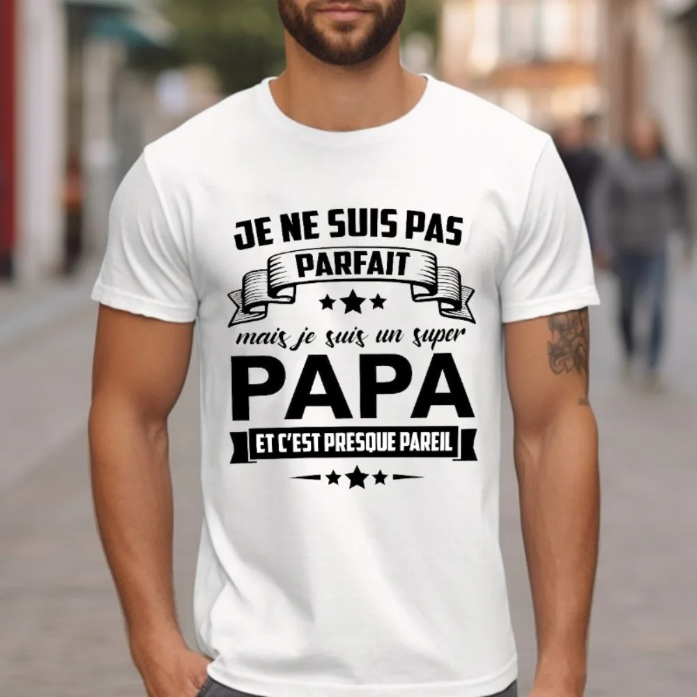 

Футболка с принтом «Я не идеальную, но я великий папа», повседневные футболки для взрослых, мужской топ с короткими рукавами, одежда для папы на День отца