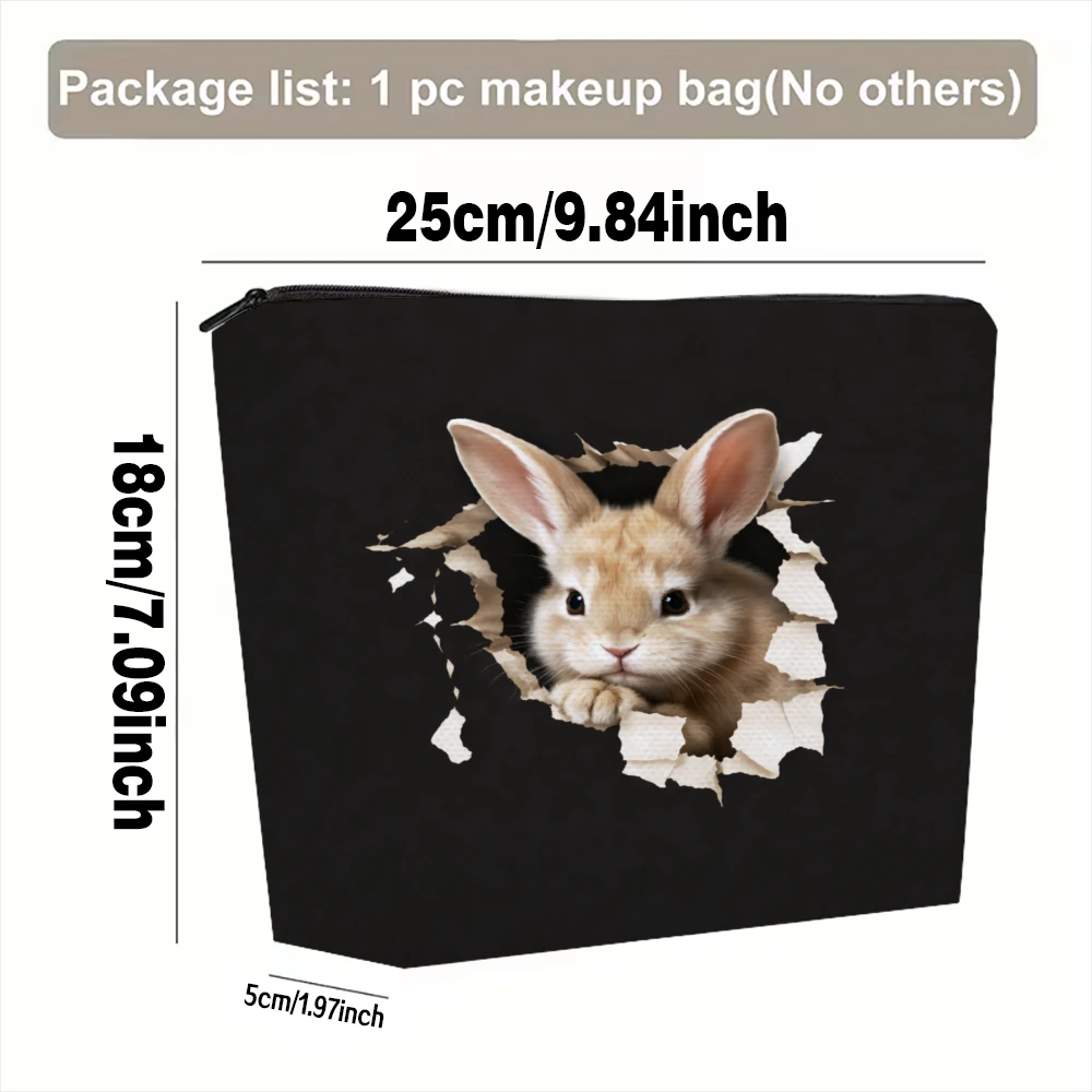Rabbit Peeking Through Tear Makeup Bags for Girls Cosmetic Pouch Toiletry Bag Pencil Case Travel Storage