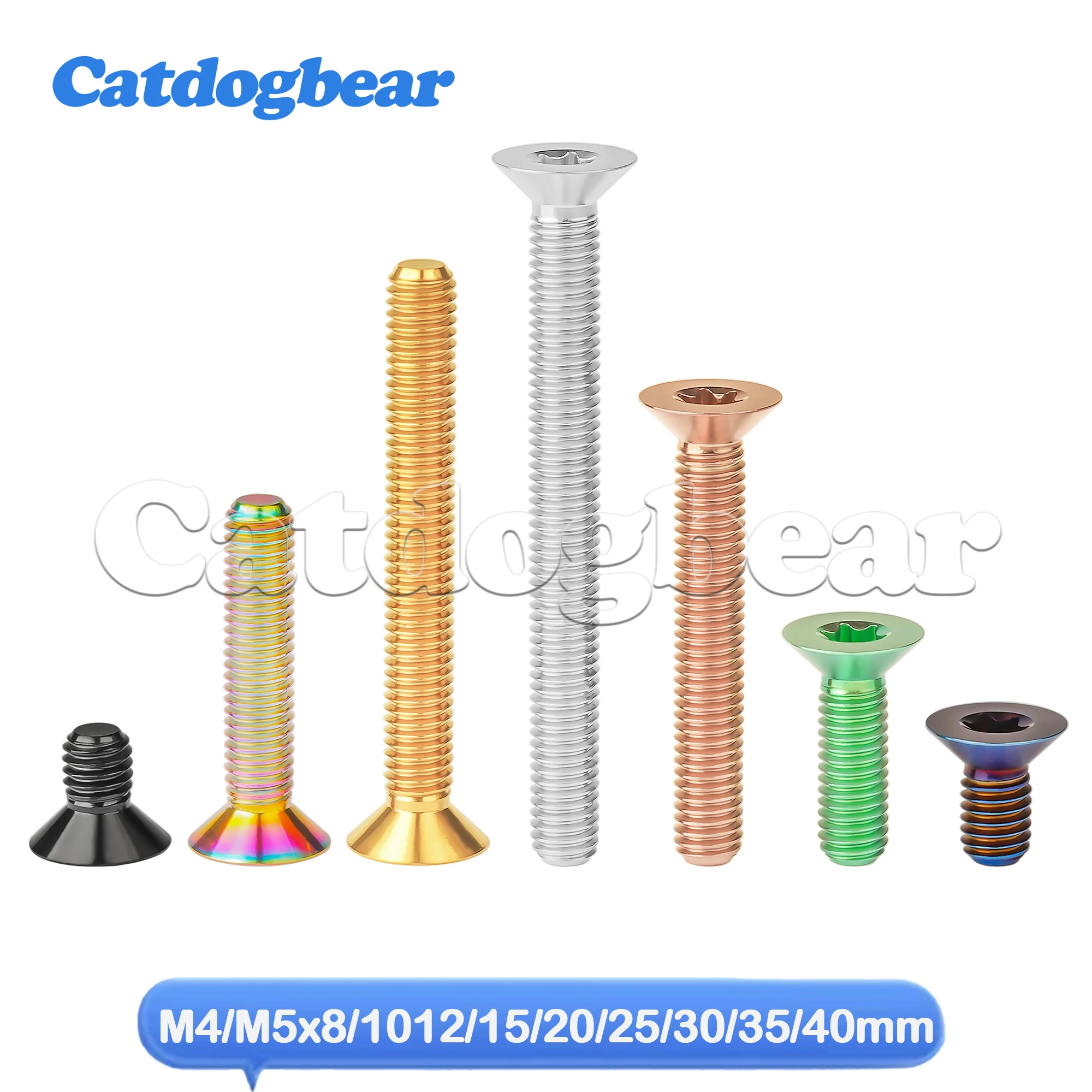 Catdogbear  Titanium Bolt M4/M5x8/1012/15/20/25/30/35/40mm Torx Head Screw For Bicycle
