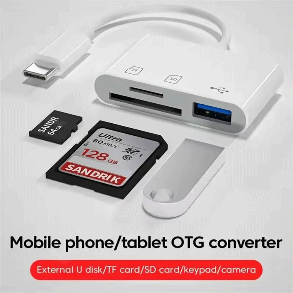 3-in-1 Type-C Adapter for MacBook TF SD Memory Card Reader OTG USB C USB2.0 Card Connector For USB Type C Adapter