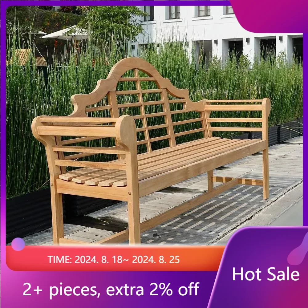 

Lutyens Outdoor Garden Bench for Patio Furniture 5-Foot Natural Teak Terrace Benches Lawn Chairs Sets Chair Porch Outside Yard