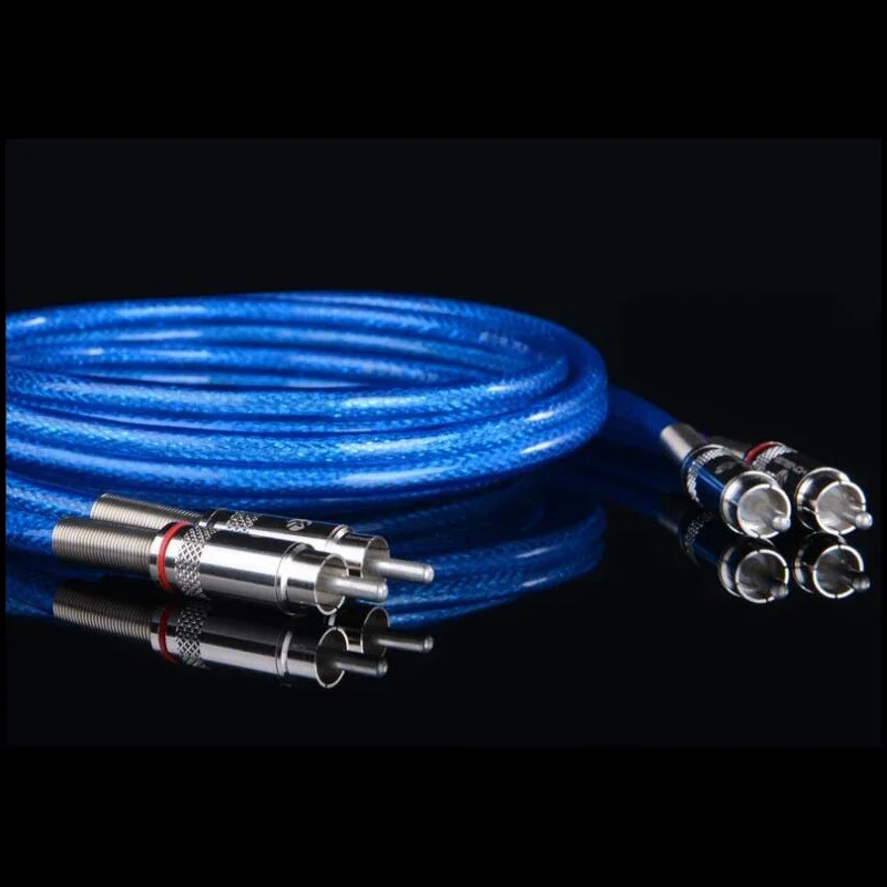 Winaqum 1 계량기 구리 와이어, 파란색 투명 OFC, DIY 2 RCA 와이어 상호 연결 오디오 케이블 TV 라인 W-253A