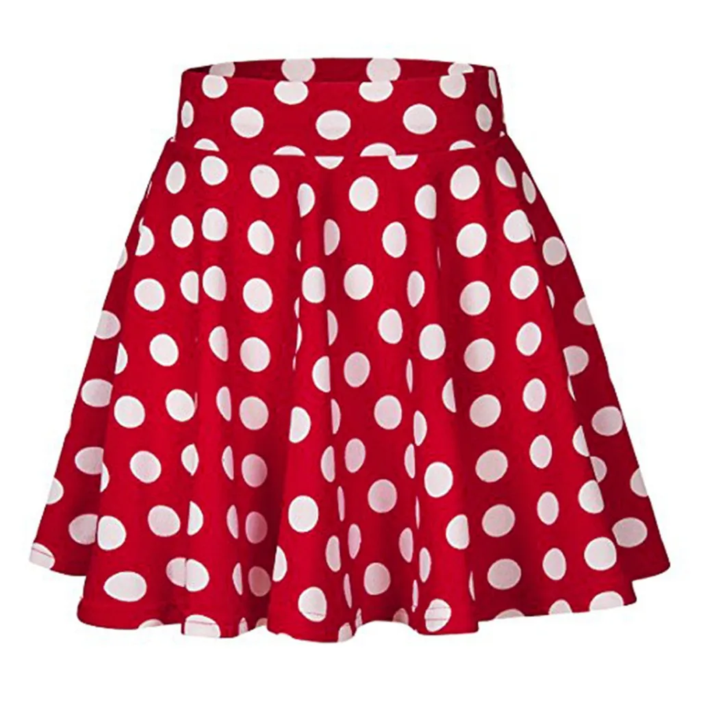 Women Ladies Mini Girl Short Skirts Clothes Clothing Casual Polka Dot Leisure Print Red White Black Skirts Tutu Sundress