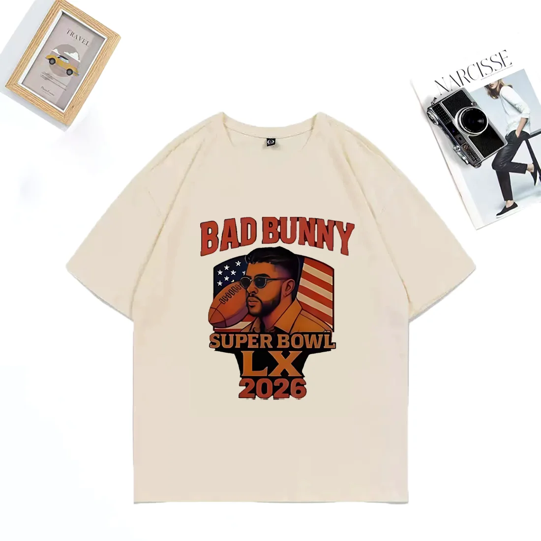 

Rapper Bad Bunny Super Bowl LX 2026 T-shirt High Quality Summer Hip Hop Streetwear Men Women's 100% Cotton Short Sleeve t-shirts