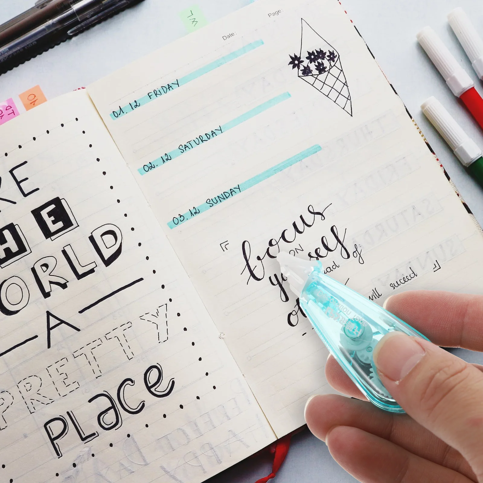 Bande correctrice imprimée, Mini correcteur de dessin animé mignon pour étudiants, papeterie d'écriture lisse et givrée Opaque, 4 pièces