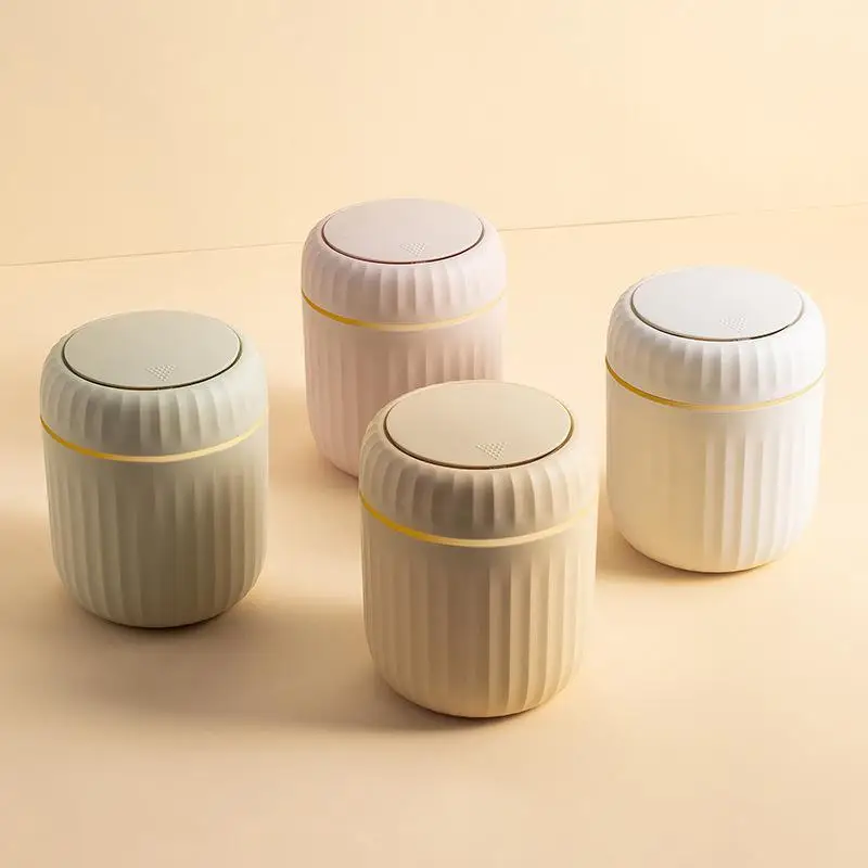 Mini cubo de basura de escritorio tipo prensa, cubo de basura cubierto para escritorio, dormitorio, oficina, organizador de escritorio, cubo de almacenamiento, cubo de basura de plástico para el hogar