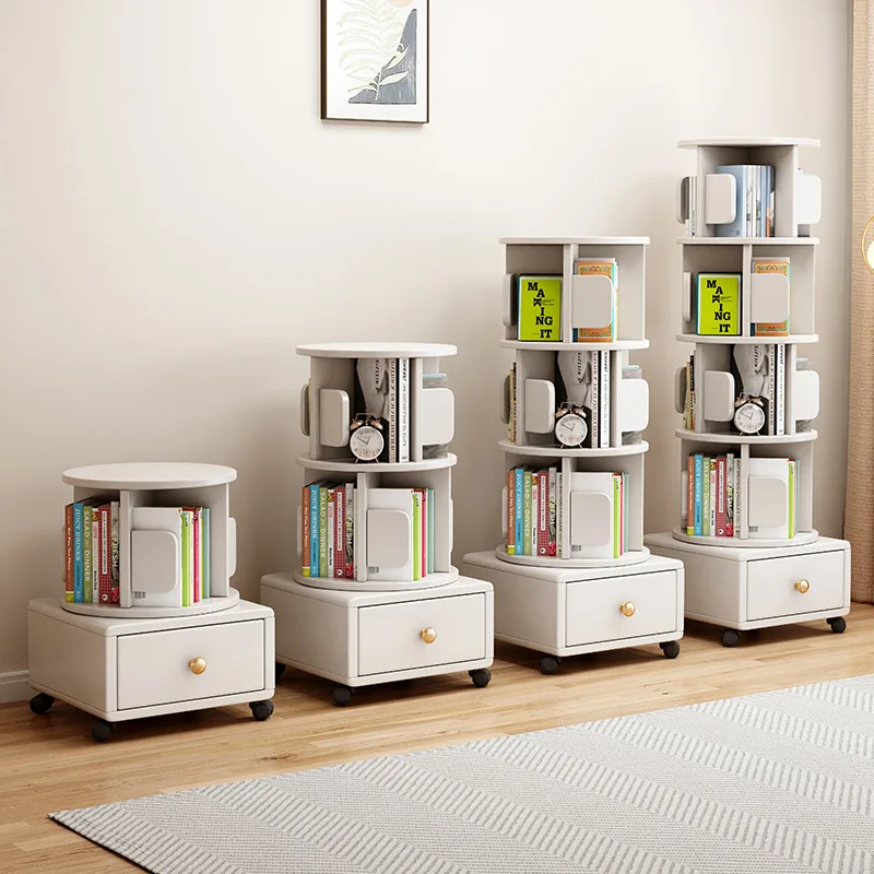 

Solid Wood Bookshelf Multilevel Storage Shelves Wooden Floor Standing Multifunctional Rotating Bookshelf Home Storage Shelf