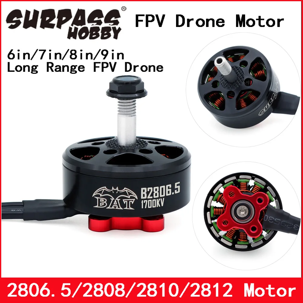 

4Pcs Surpass Hobby 2806.5 1300KV 2808 1500KV 2810 2812 Outrunner 2-6S Brushless Motor for 6in 7in 8in 9in Long Range FPV Drone