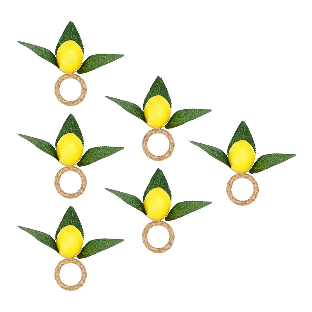 

6Pcs Lemon-Shaped Napkin Rings Retro Chic Decorative Serviette Buckles for Festive Table Decoration Household Napkin Accessories