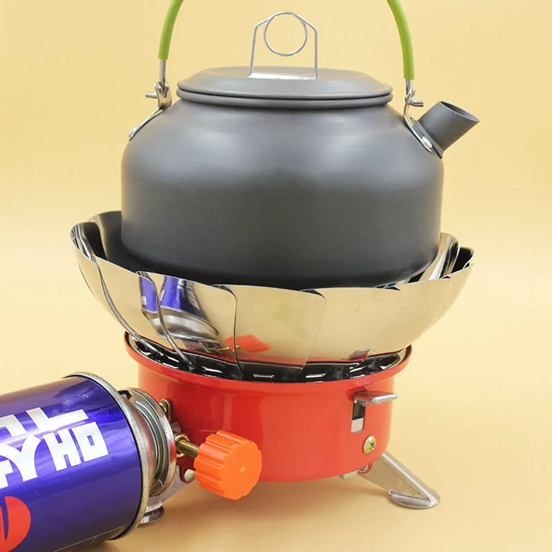 Outdoor Mini Portable Folding Heater Camping Lotus Burner Kitchen Cooker Heating Foldable Furance Head Card Gas Stove Wind Proof