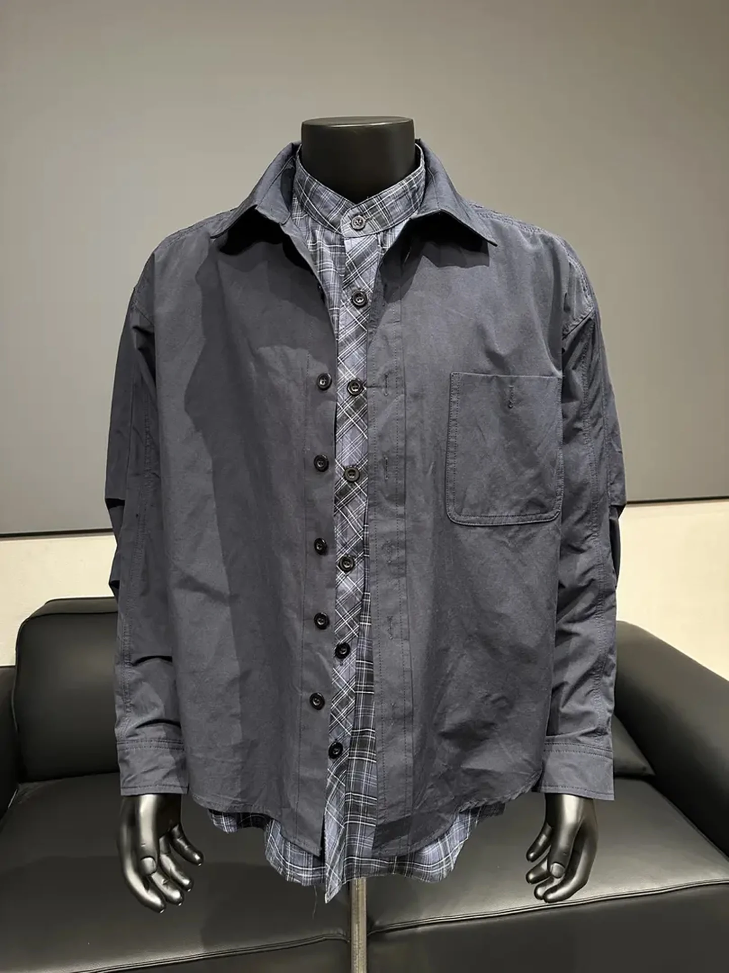 

Мужская осенняя куртка-пальто в американском стиле с отложным воротником, в клетку, для работы, высококачественная