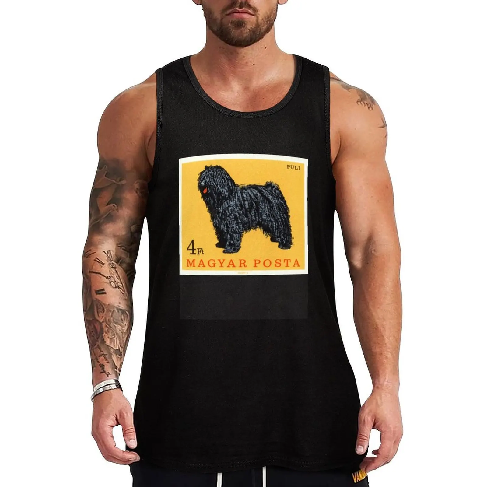 

1967 Hungary Puli Dog Postage Stamp Tank Top Muscle fit Men's gym articles sleeveless shirt man gym men clothing