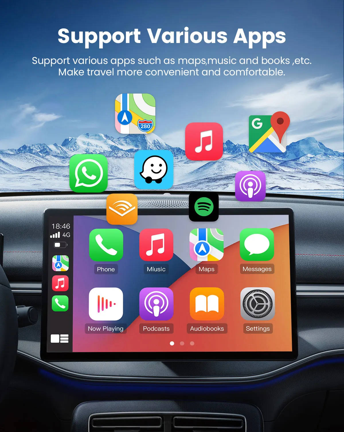 Dongle CarPlay sem fio CarAI, Android Auto Box para carro, Rádio com CarPlay com fio, Plug and Play AI Box, 2 em 1