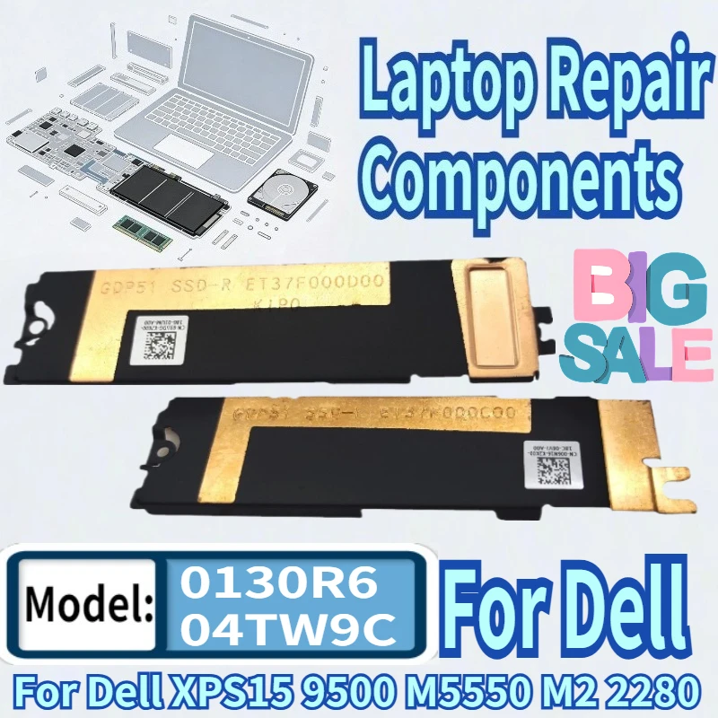 

Laptop SSD Heatsink Bracket Drive Cooling Vest Bracket For Dell XPS15 9500 9510 9520 M5550 M2 2280 0130R6 130R6 04TW9C 4TW9C