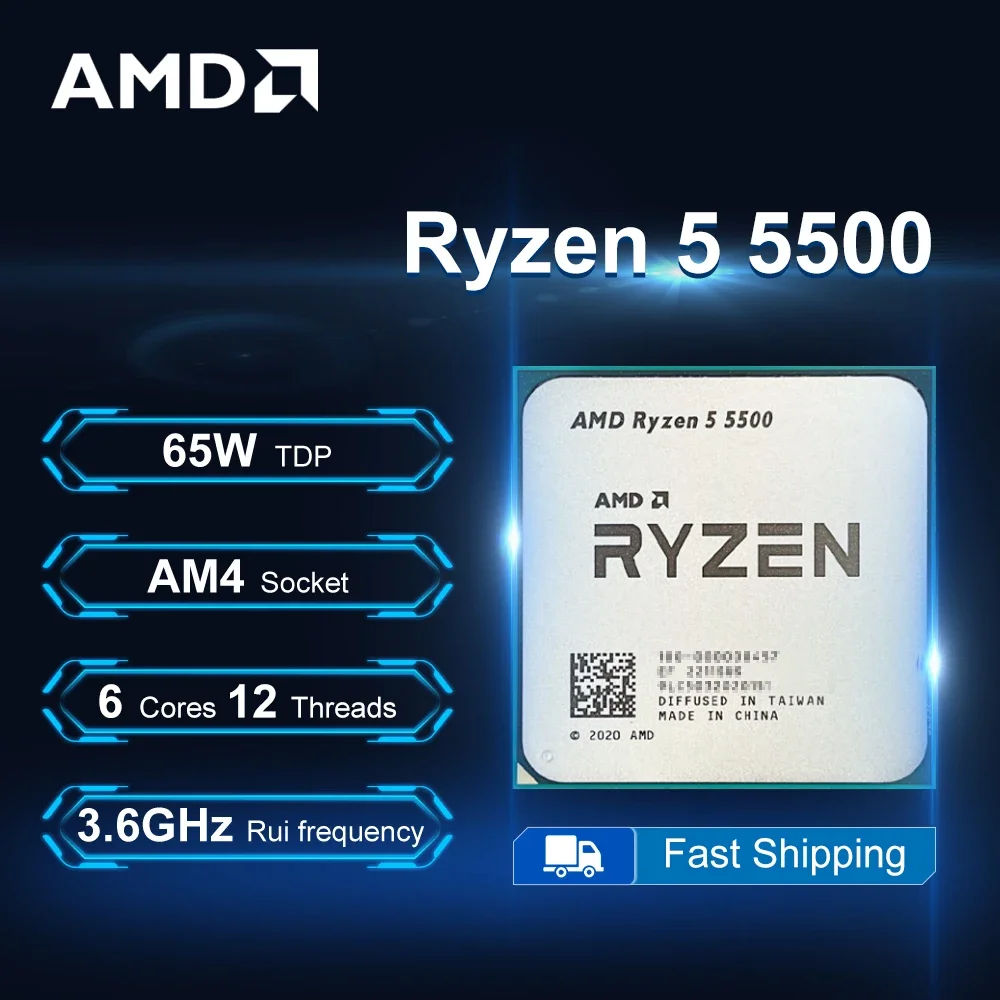 NEW AMD Ryzen 5 5500 Applicable to B550 3.6GHz 6-Core 12-Thread AM4 65W 7NM L3=16M R5 5500 Gaming Processor DDR4 No Fan