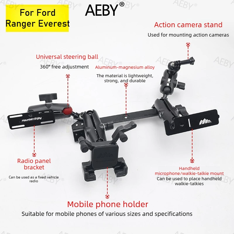 

For Ford Ranger Everest 2022-2026 Multifunctional dashboard,Central control expansion bracket,interior,car mobile phone holder