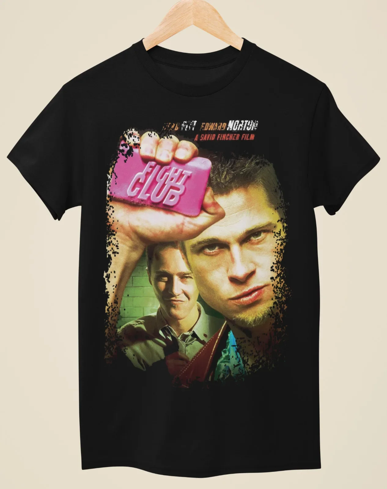 Fight Club – Camiseta preta unissex inspirada em pôster do filme