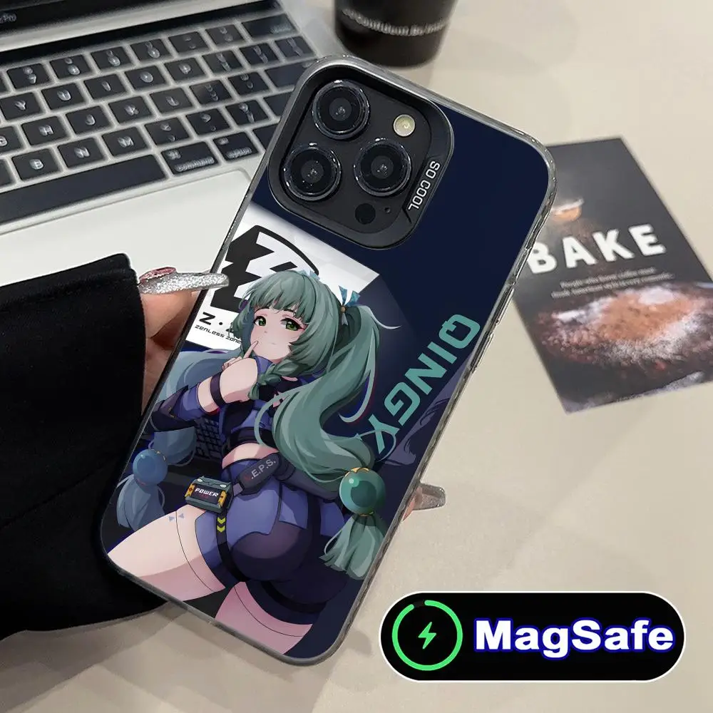 حافظة هاتف Zenless Zone Zero QingYi لهاتف iPhone 16 15 14 13 12 11 Pro Max Plus MagSafe غطاء حماية شفاف اللون جميل