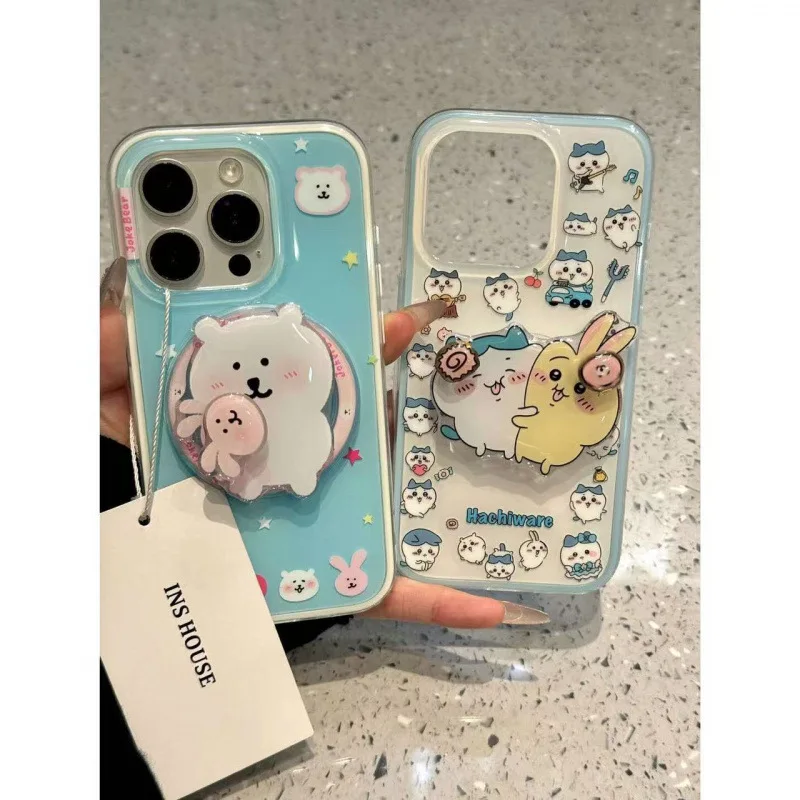 Чехол для телефона Kawaii Joke Bear Nagano Bear Chiikawa с принтом, полная защита объектива, противоударный силиконовый чехол для смартфона iPhone 16 Pro