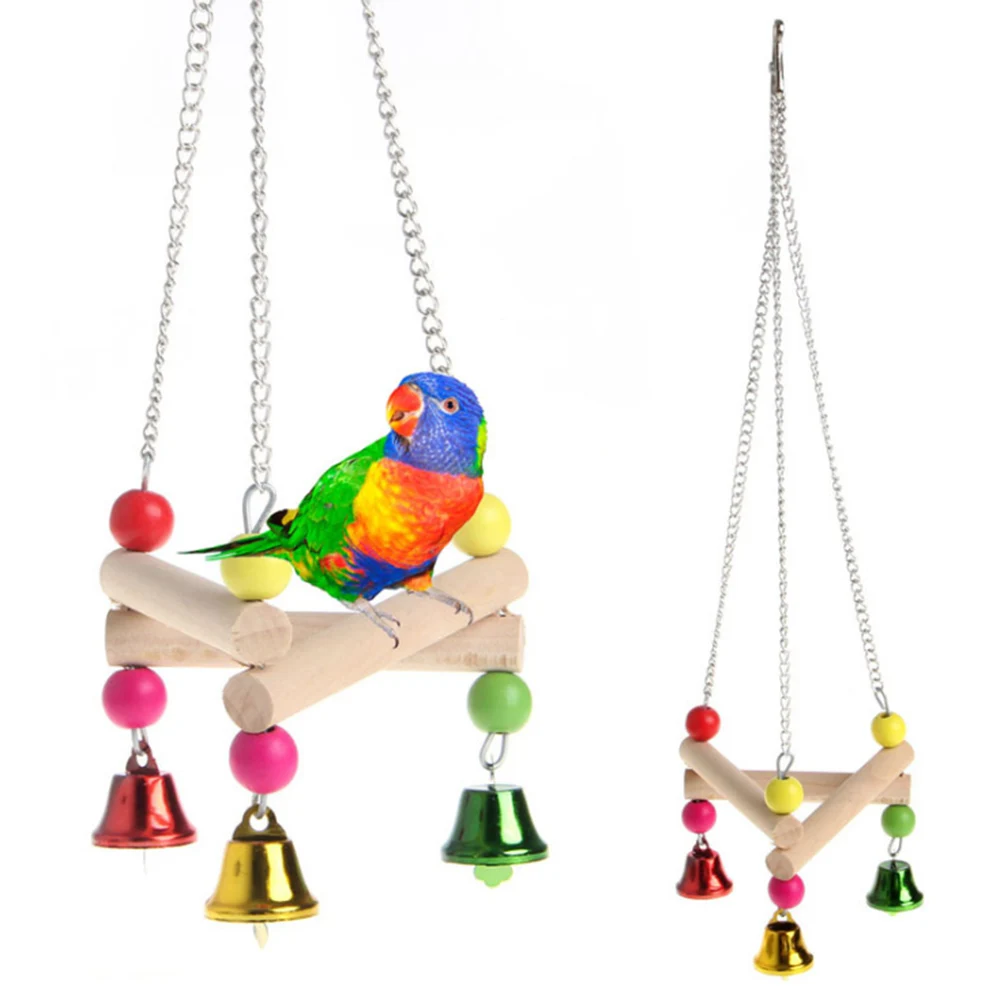 

Bird Swing Toys with Bells Pet Parrot Cage Hammock Hanging Toy Perch for Budgie Love Birds Conures Small Parakeet Finches