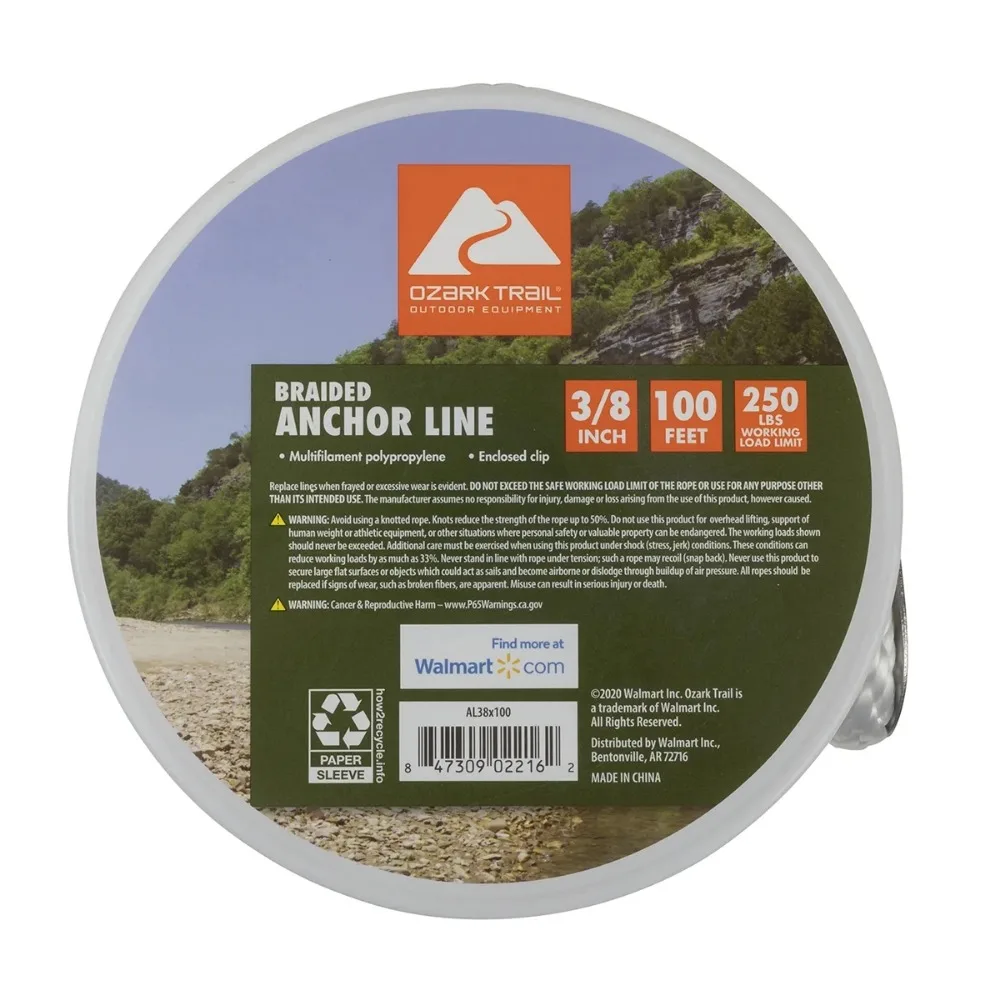 3/8"x100' Nylon Braided Marine Anchor Line 100 Foot Length