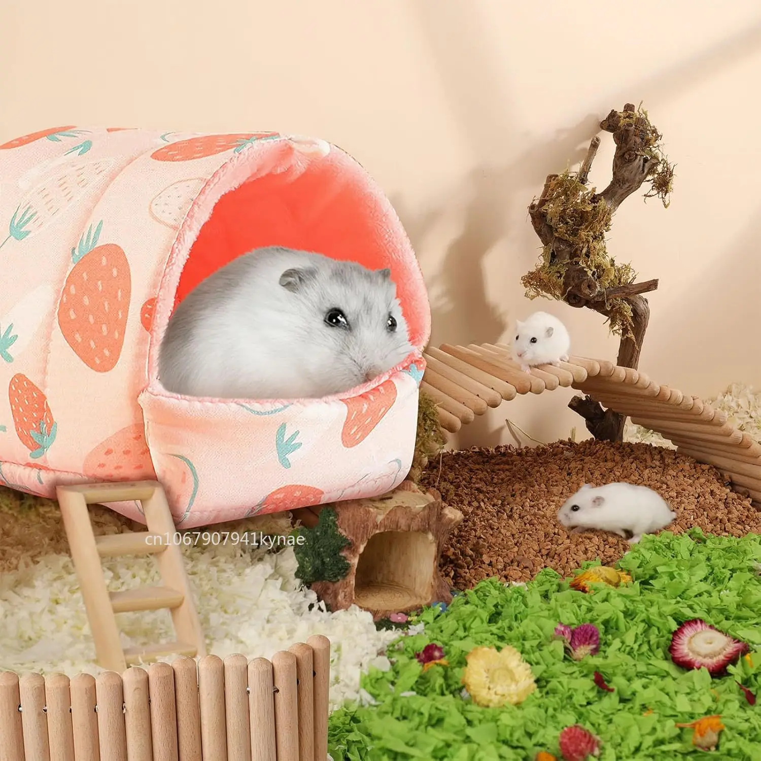 Hamster Bed Guinea Pig Hideout Hamster House Cave Accessories Cozy Hide-Out for Hedgehog Ferret Chinchilla Small Animals Cage