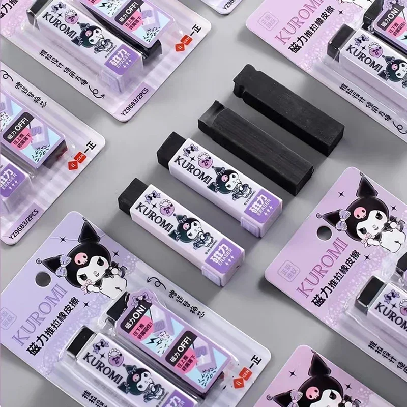 2 unids/pack Sanrio Anime lindo Kulomi magnético Push Pull goma polipip magnético sin dejar marcas borrador niños papelería regalo