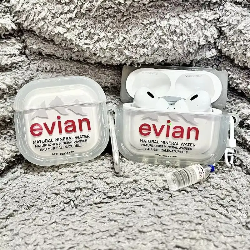 Funda Airpods con diseño creativo de agua Mineral Evian, Compatible con Airpods 1/2/3 Pro 2, funda protectora para auriculares de Audio portátil