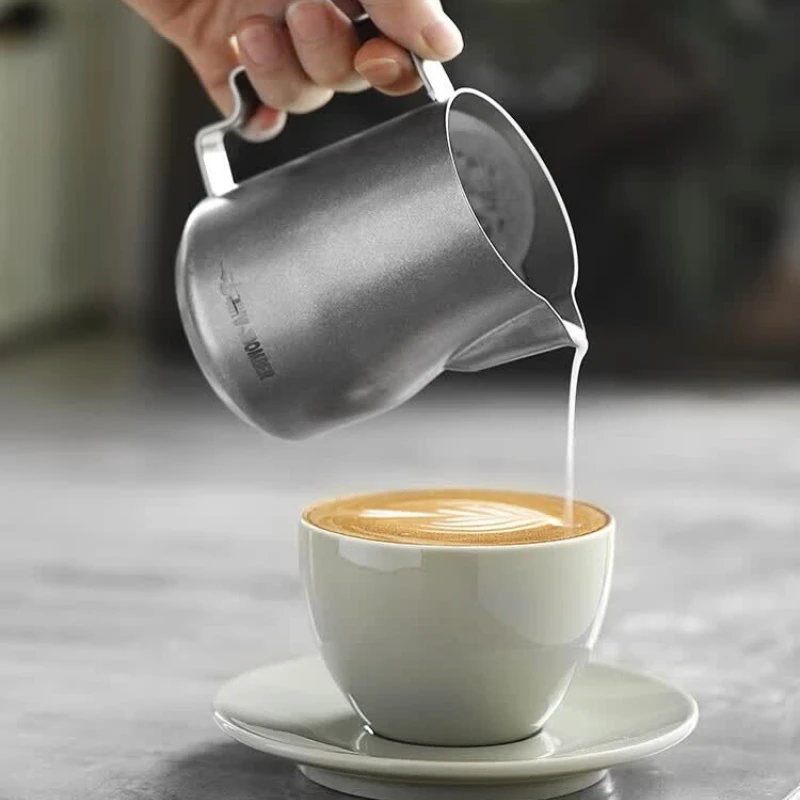 450ml Stainless Steel Turret Milk Frother, Latte Art Cup with Silver Spot & Goose Neck, Corrosion-Proof Rust-Resistant Durable