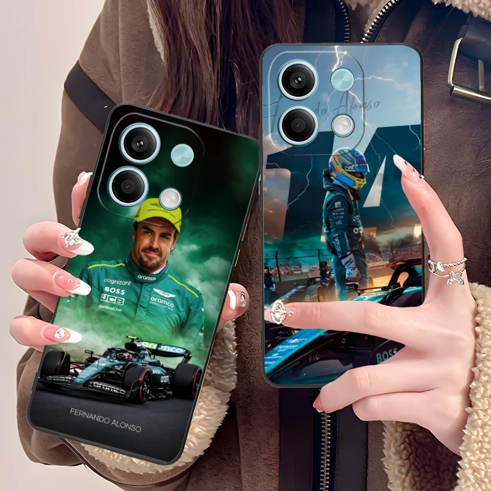 F1 Fernando Alonso Mobile Cell Phone Case for Xiaomi POCO M6 M5 M4 M3 X6 X5 X4 X3 F6 F5 F4 F3 F2 C40 Pro GT 5G Black Cover Shell