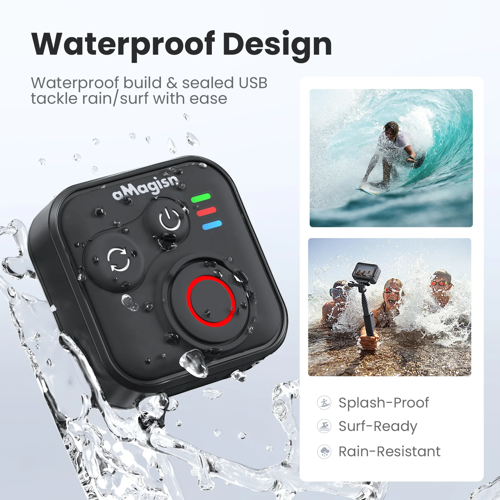 AMagisn Bluetooth-Auslöser für Action-Kameras, 50m Reichweite & 96 Stunden Akkulaufzeit, Fernbedienung für GoPro Insta360 Zubehör – Detail 7