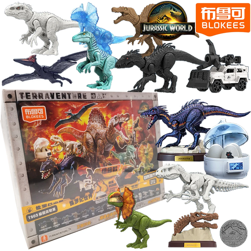 BLOKEES Original Official Jurassic World Legendary Creature Surprise Blind Box Fun Hobby Dinosaur Assembly Model Toys Fans Gifts