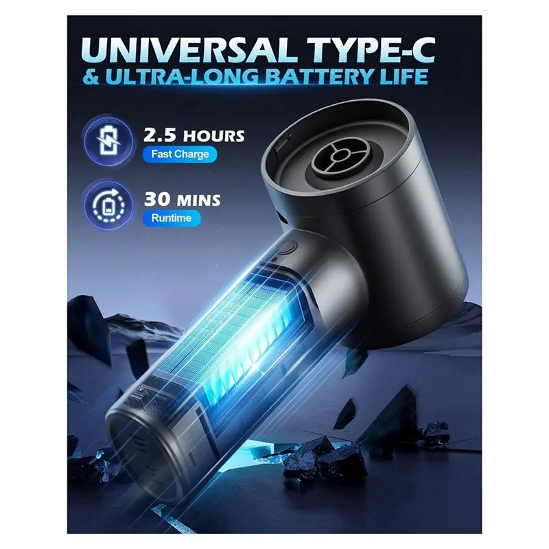 مكنسة كهربائية محمولة للسيارة من ABBZ، مكنسة كهربائية للسيارة ومنفضة هواء، مكنسة كهربائية محمولة عالية الطاقة لاسلكية قابلة لإعادة الشحن