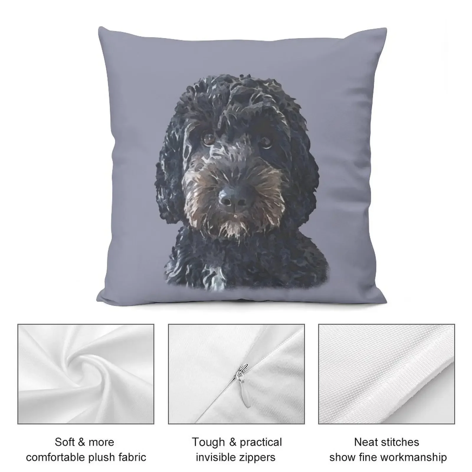 Black Cockapoo / Doodle Dog Throw Pillow christmas pillow case Marble Cushion Cover pillow