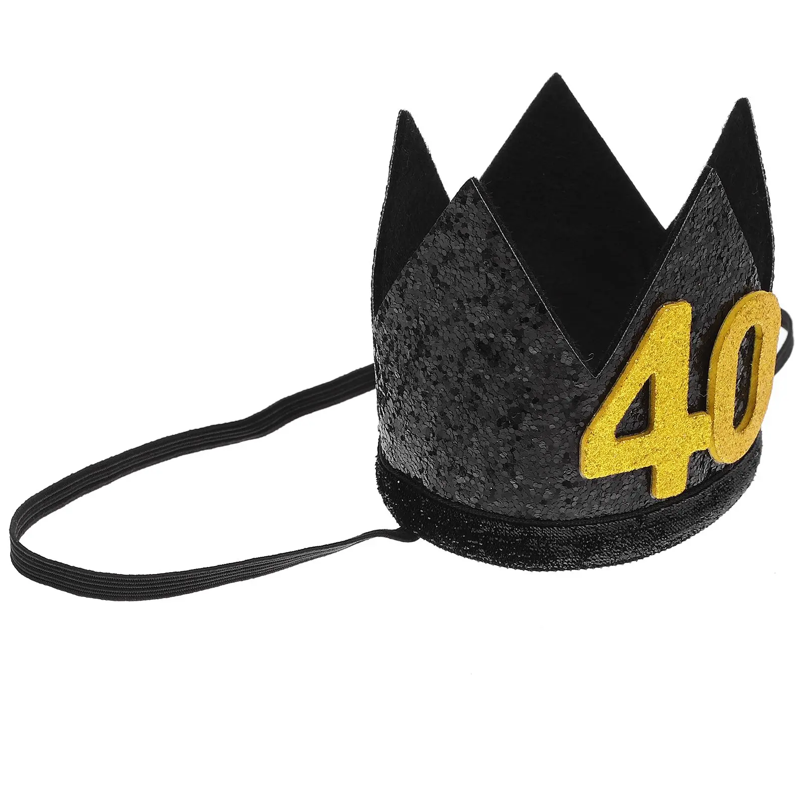 

Black Birthday Hat Crown Design 40 Years Party Hats Handmade Non-fade Photo Prop Adult Celebration