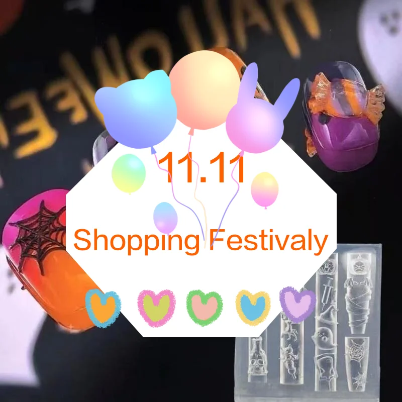 Moule à ongles 3D en Silicone pour Halloween, citrouille, crâne, chauve-souris, fantôme, toile d'araignée, modèles d'ongles, outils de conception de manucure, décoration Nail Art à faire soi-même