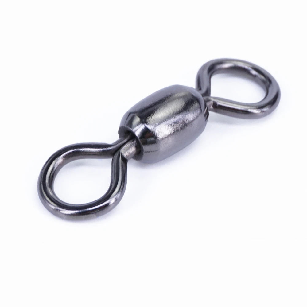 HirisiTK 30pcs Stainless Steel Rolling Barrel Fishing Swivels Line Connector Micro Swivel Solid Rings Fishing Accessories