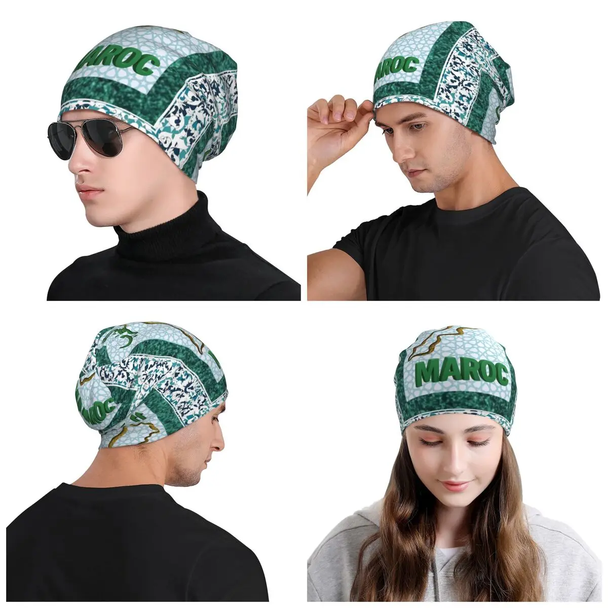 مخصص الملكي المغرب الوطنية ستار Skullies Beanies قبعات للرجال النساء الهيب هوب شتاء دافئ متماسكة قبعة الكبار الكلاسيكية بونيه القبعات #6