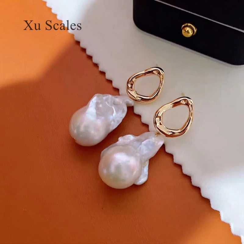 Handmade Design French Vintage Natural Irregular Baroque Freshwater Pearl Earrings Exaggerated Earrings Women\'s Jewelry Gifts
